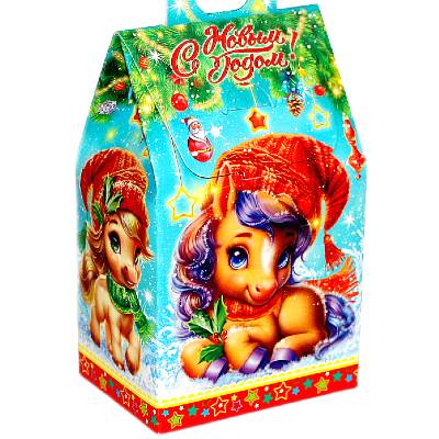 Детский новогодний подарок в картонной упаковке весом 150 грамм